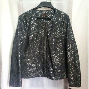 NWT Dana Buchman Full Zip Jacket Cotton Blend Denim Black Lightweight Size 16